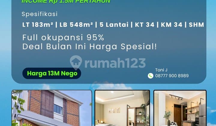 Rumah Kost Income 1.5 M Pertahun Dekat Blok M