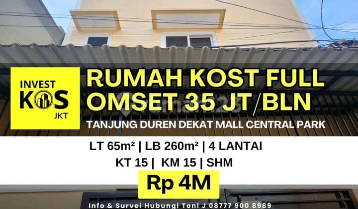 Rumah Kost Full Terisi Tanjung Duren Omset 34 Jt/Bln