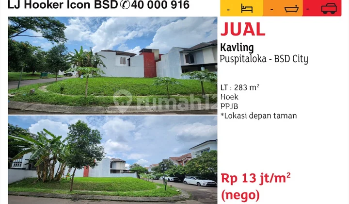 283m2 Corner Plot Land in BSD Puspita Loka 283m2 Corner Plot Land in BSD Puspita Loka