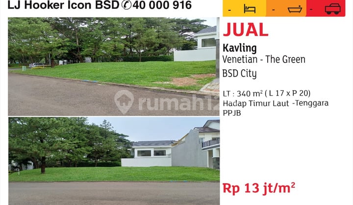 Tanah Kavling 340m2 di Cluster Venetian The Green BSD City, BSD The Green Tanah Kavling 340m2 di Cluster Venetian The Green BSD City, BSD The Green