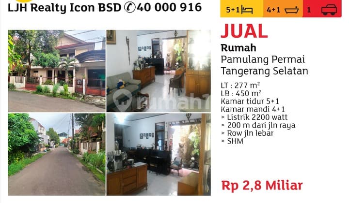Dijual Murah Rumah Besar 2 Lantai Di Pamulang Permai Bebas Banjir