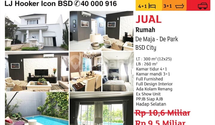 Harga Dibawah Ppjb! Dijual Rumah Mewah 300m2 Di Cluster De Maja De Park Bsd City