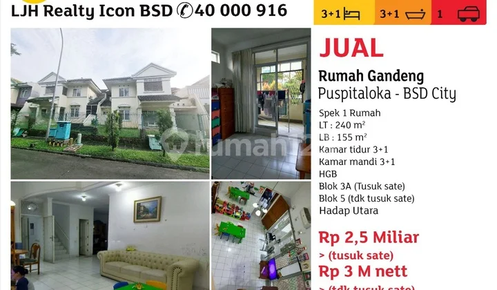Termurah!!! Rumah 2 Lantai Di Puspita Loka Bsd (harga Per Unit)