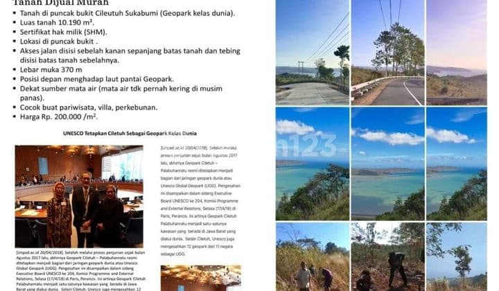 Tanah di Puncak Bukit Cileutuh Geopark Sukabumi, Hadap Laut