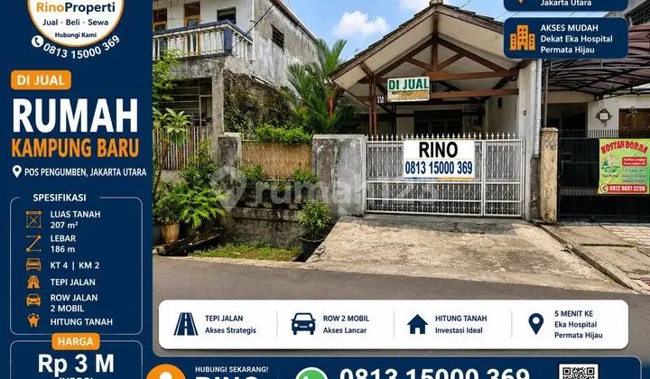 Strategic Land Count House by the Road in Bb Dalam, South Sukabumi, Kebon Jeruk, West Jakarta