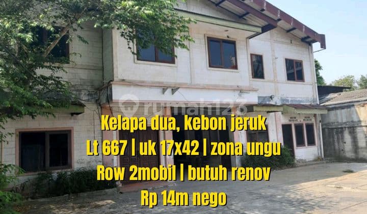 Tanah Ex Kantor Lebar 17 Dekat Arteri Kelapa Dua Kebon Jeruk Jakarta Barat