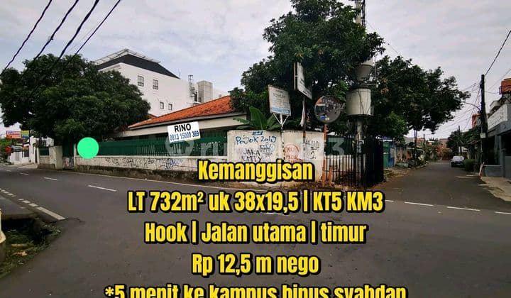 Rumah Lama Hitung Tanah Lebar 38 Tepi Jalan Utama Dekat Binus Syahdan Jakarta Barat