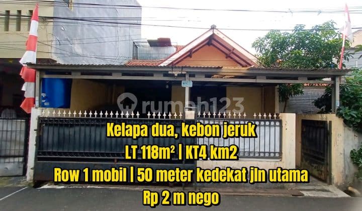 Rumah Hitung Tanah LT ±150 M² - Row 1 Mobil, Dekat Jalan Utama Kelapa Dua Jakarta Barat