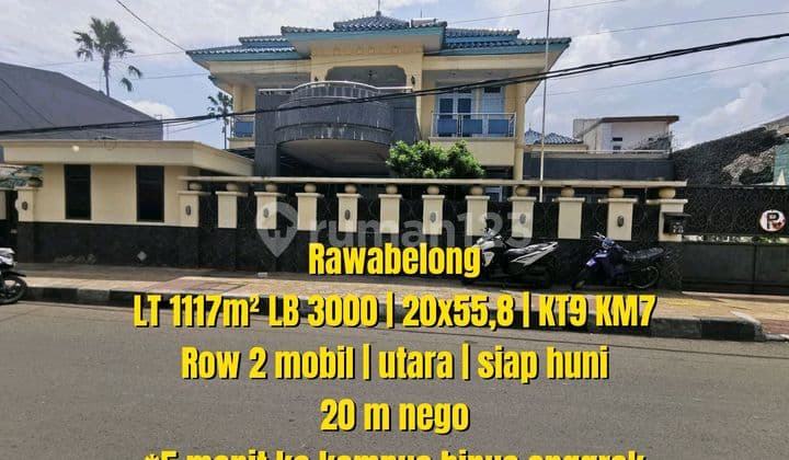 Lokasi Emas! Harga Masih bisa Nego! Rumah 2 Lantai Siap Huni Lebar 20 Meter Strategis Dekat Pasar Kembang Rawabelong Jakarta Barat