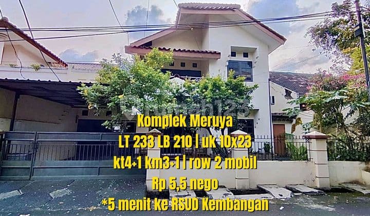 Rumah Siap Huni 2Lt Hadap Taman Meruya Utara Jakarta Barat