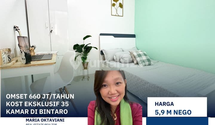 Price Dropped by 3 Billion! Turnover 600 Million/Year Boarding House 34+1 Rooms Fully Occupied ROI 11-12% Near Jurang Mangu Station & Bintaro Xchange