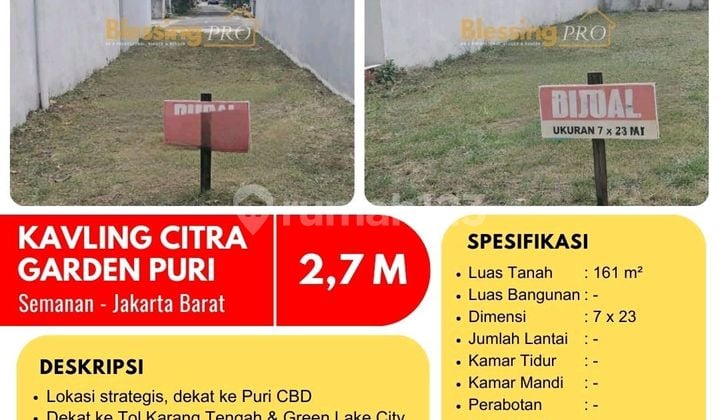Dijual Kavling Citra Garden Puri Siap Bangun