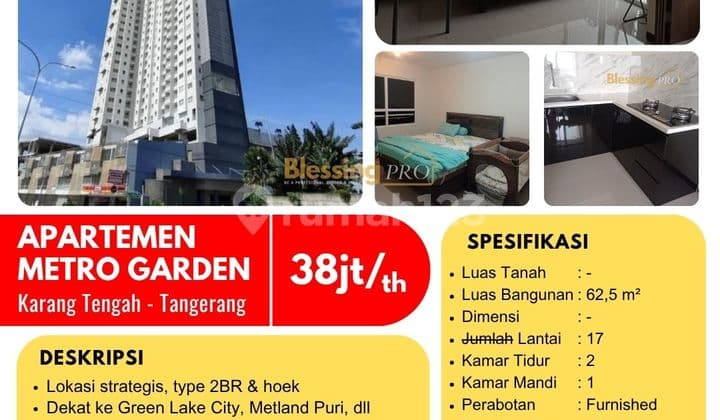 Disewakan Apartemen Metro Garden Hook Lt17 View Pool