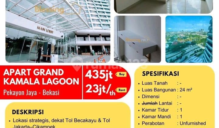 Disewakan Apartemen Studio Grand Kamala Lagoon Bekasi