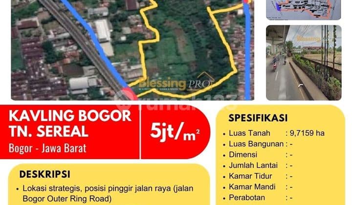 Dijual Turun Harga Kavling Komersil Bogor Pinggir Outer Ring Road Bogor