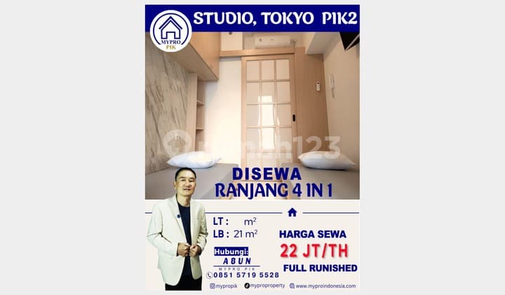For Rent Tokyo Pik2 Apartment Studio Full Furnished 4in1 Bed Ready to Occupy Tokyo Riverside Pik2