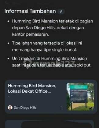 FOR SALE Cemetery plots in SANDIEGO HILLS (5 plots available)