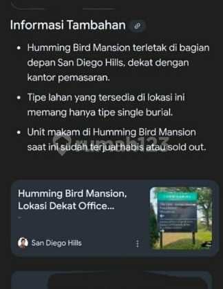 Di Jual Tanah Pemakaman di Sandiego Hills (Ada 5 Kavling)