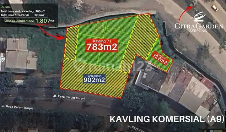 Tanah Komersial Super Rame Samping Citra Garden Serpong