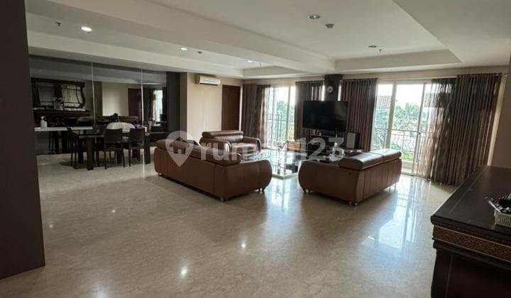Permata Hijau Residence Apartment. South Jakarta
200 sqm (2 Units Combined into 1)
4+1 Bedrooms
4+1 Bathrooms
Fully Furnished, Well-Maintained by Metric
Living Room
Dining Room
Dining Table + Chairs (Italy)
Fully Air-Conditioned
Large Screen TV + Home Theater in the Living Room
2 Refrigerators