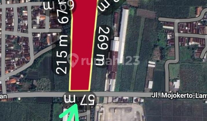 Tanah Industri 8 Hektar Mojokerto Jetis Dekat Pintu Tol