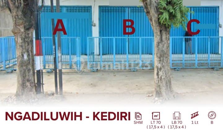 Ruko Disewakan di Jalur Utama Ngadiluwih Strategis dan Ramai di Depan Taman Ngadiluwih