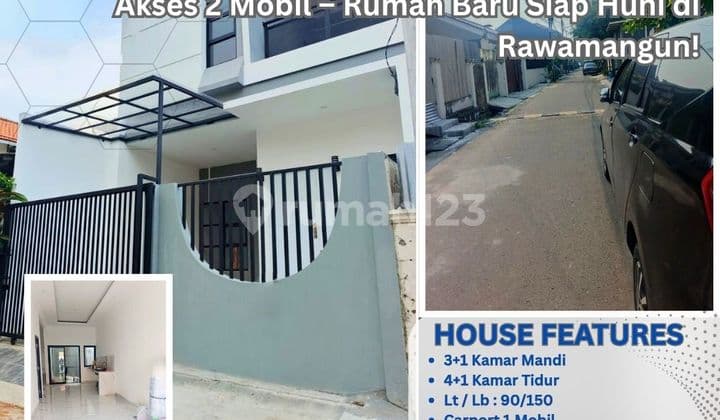 Akses 2 Mobil - Rumah Baru Siap Huni di Rawamangun Pulo Asem! AC38