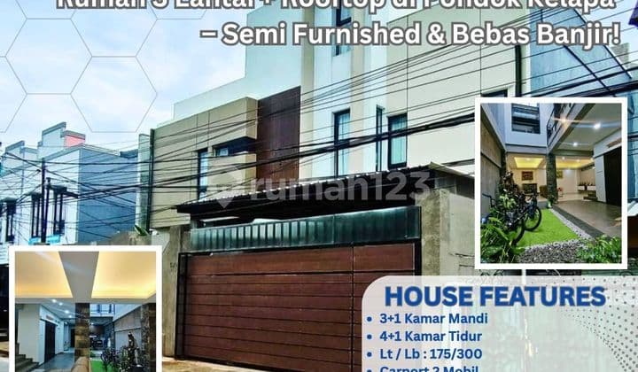 Rumah Mewah 3 Lantai + Rooftop di Pondok Kelapa, Siap Huni! DD157