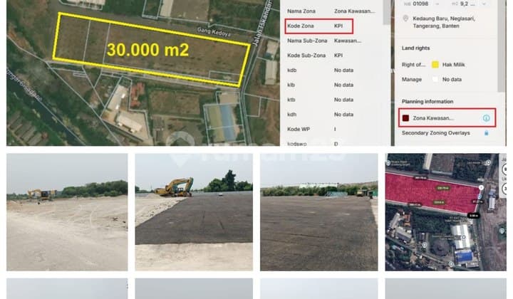Disewakan Lahan 3 Ha Siap Pakai di Neglasari Tangerang Banten