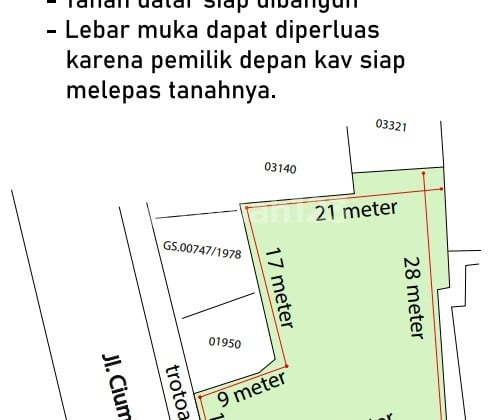 Tanah di Ciumbuleit Bandung, di Mainroad di Samping Jalan Raya