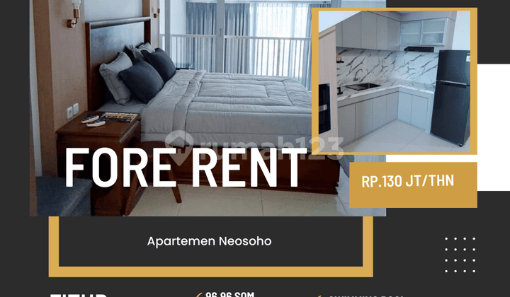 Sewa Apartemen Neo soho Type Ebony full furnish siap huni jakarta barat