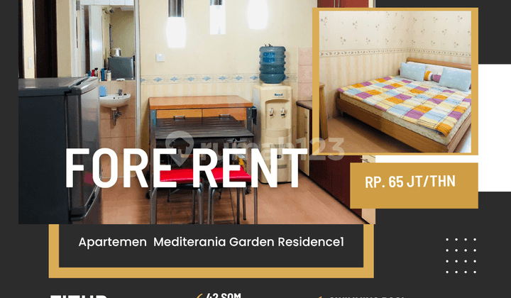 sewa apartemen medit1 2br full furnish siap huni jakarta barat