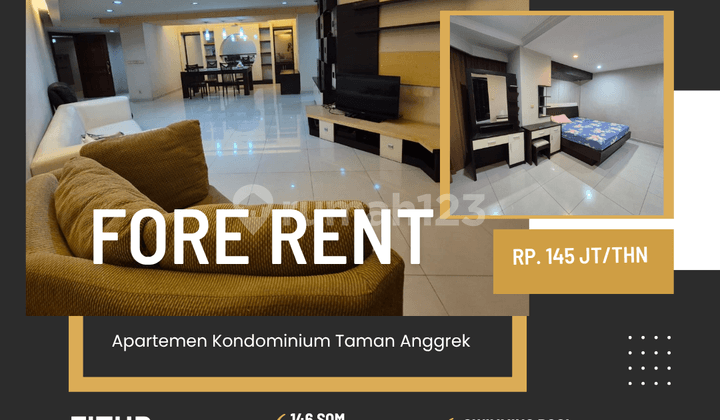 Sewa apartemen Kondominium Taman Anggrek siap huni 2BR jakarta barat