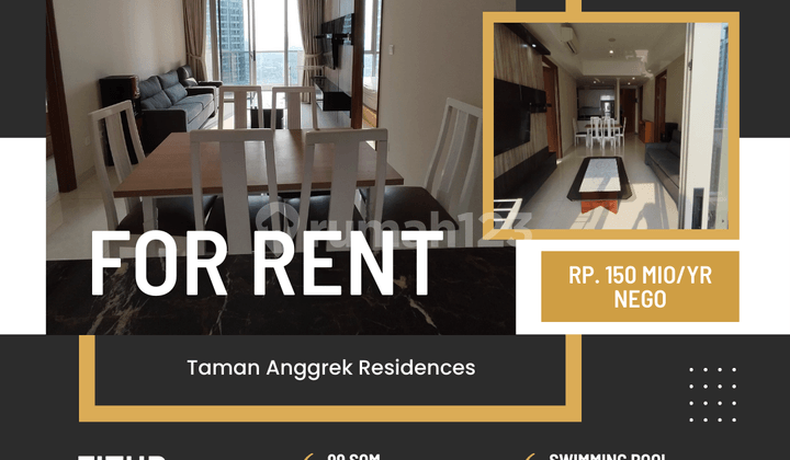 Disewa Sekarang Unit Condo 2BR Furnished Bagus Nego Taman Anggrek