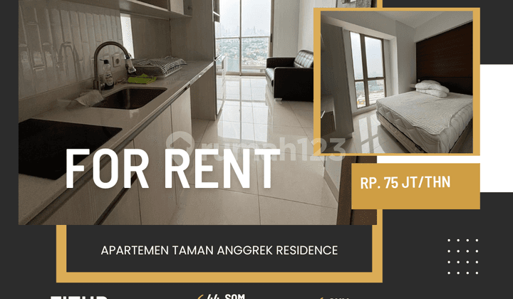 SEWA APARTEMEN TAMAN ANGGREK RESIDENCE TYPE 2 BR FULL FURNISH SIAP HUNI BEST VIEW DEKAT 4 MALL TA CP NEOSOHO TA HUBLIFE JAKARTA BARAT