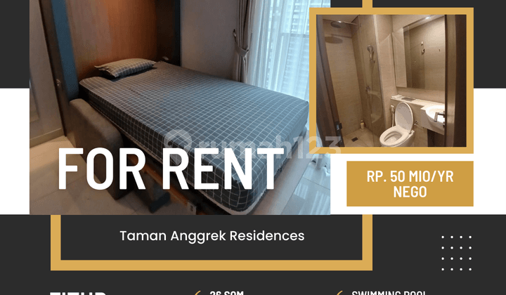 Disewakan Studio Furnished di Taman Anggrek Residences Nyaman