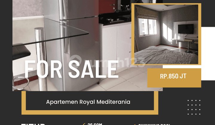 Jual Apartmen Royal Mediterania view pool Studio furnish siap huni jakarta barat
