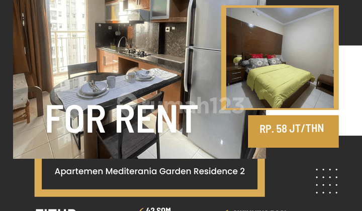 Sewa Apartemen Medit2 2br full furnish siap huni strategis view pool jakarta barat