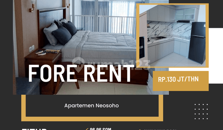 Sewa Apartemen Neo soho type avenue jakarta barat siap huni full furnish mewah minimalis