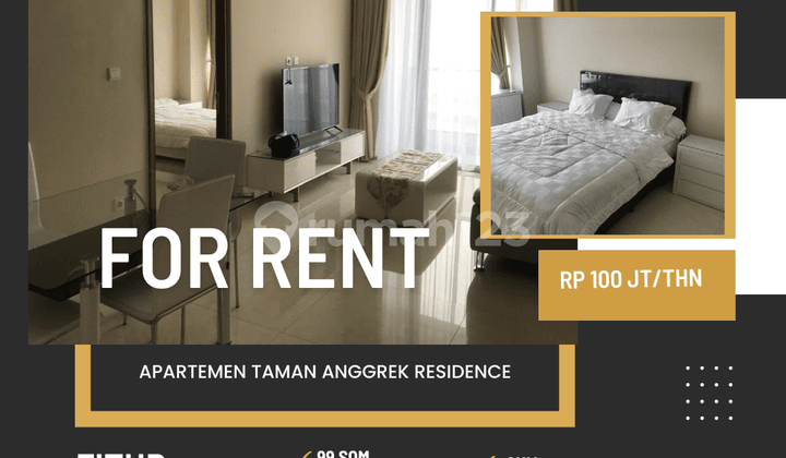 SEWA APARTEMEN TAMAN ANGGREK RESIDENCE TYPE 2 BR+ FURNISH SIAP HUNI JAKARTA BARAT