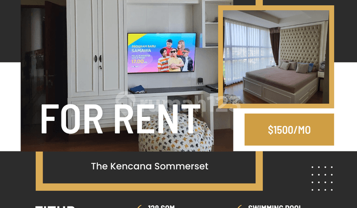 Apartemen 3+1BR Somerset Kencana, Pondok Indah, 1500 Usd