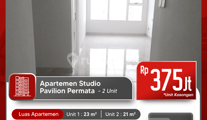 Dijual 2 Unit Studio Apartemen Pavilion Permata Di Surabaya