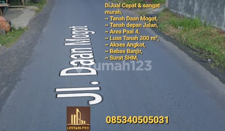 Jual Cepat Harga Bawa Pasaran Tanah Depan Jalan Luas 300 M2 Shm