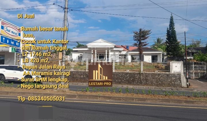Rumah besar tanah luas cocok rumah tinggal dan kantor, Jalan utama AA Maramis