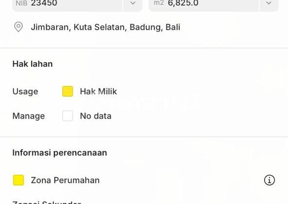 Di Jual Tanah di Jl. Poh Gading Timur No. 7, Jimbaran, Kuta Selatan, Badung, Bali, Indonesia, 80361, Jimbaran SHM 730.0 m²