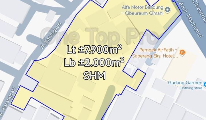 Tanah Luas dengan Bangunan Dijual di Mainroad Ciebureum