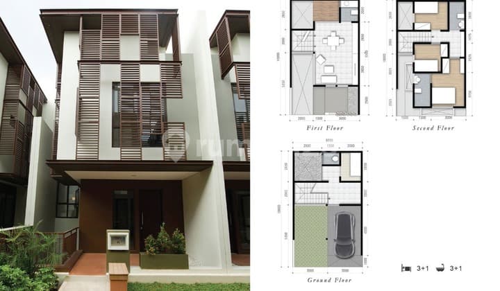 Rumah 3 Lantai Semi Furnished di Whelford Greenwich BSD, Tangerang Selatan