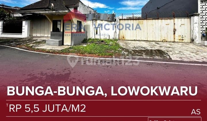 Dijual Tanah Strategis Kawasan Favorit Jalan Bunga-Bunga Lowokwaru, Akses Jalan Lebar, Lokasi Sangat Potensial untuk di Bangun Guest House, Rumah Kost, Kantor dan Hunian.