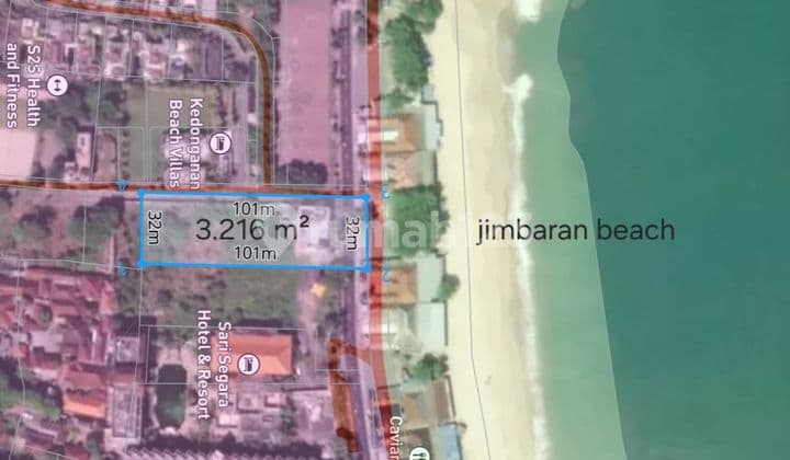 Tanah 3216 m2 beachfront/depan pantai ocean & sunset view, Kedonganan, Jimbaran