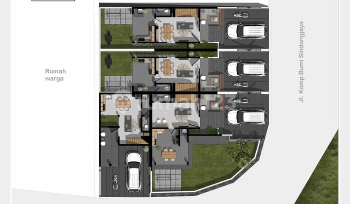 Dijual Rumah Premium Eksklusif 4 Unit di Kota Bandung - View Pegunungan, Akses Jalan 2 Mobil